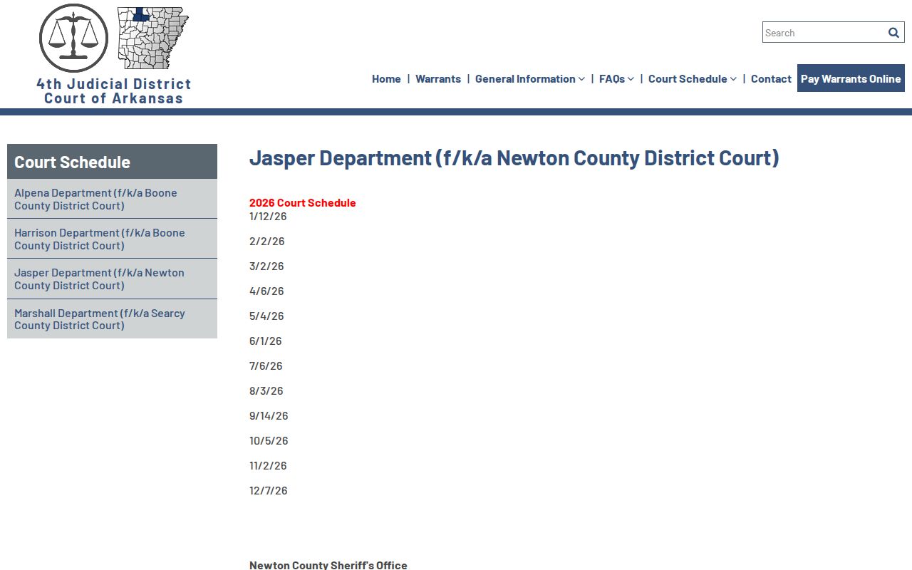 Newton County Jasper court schedule for arrest case follow-up